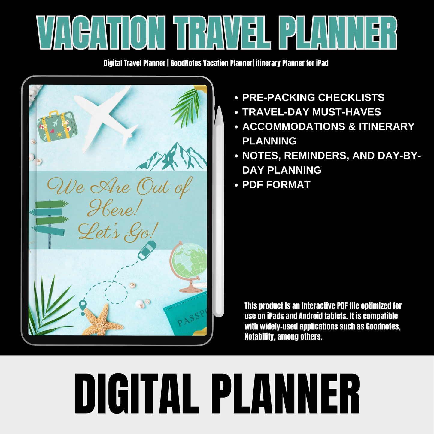 Vacation Travel Planner – Digital & Printable PDF