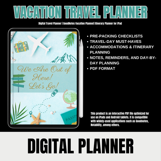 Vacation Travel Planner – Digital & Printable PDF